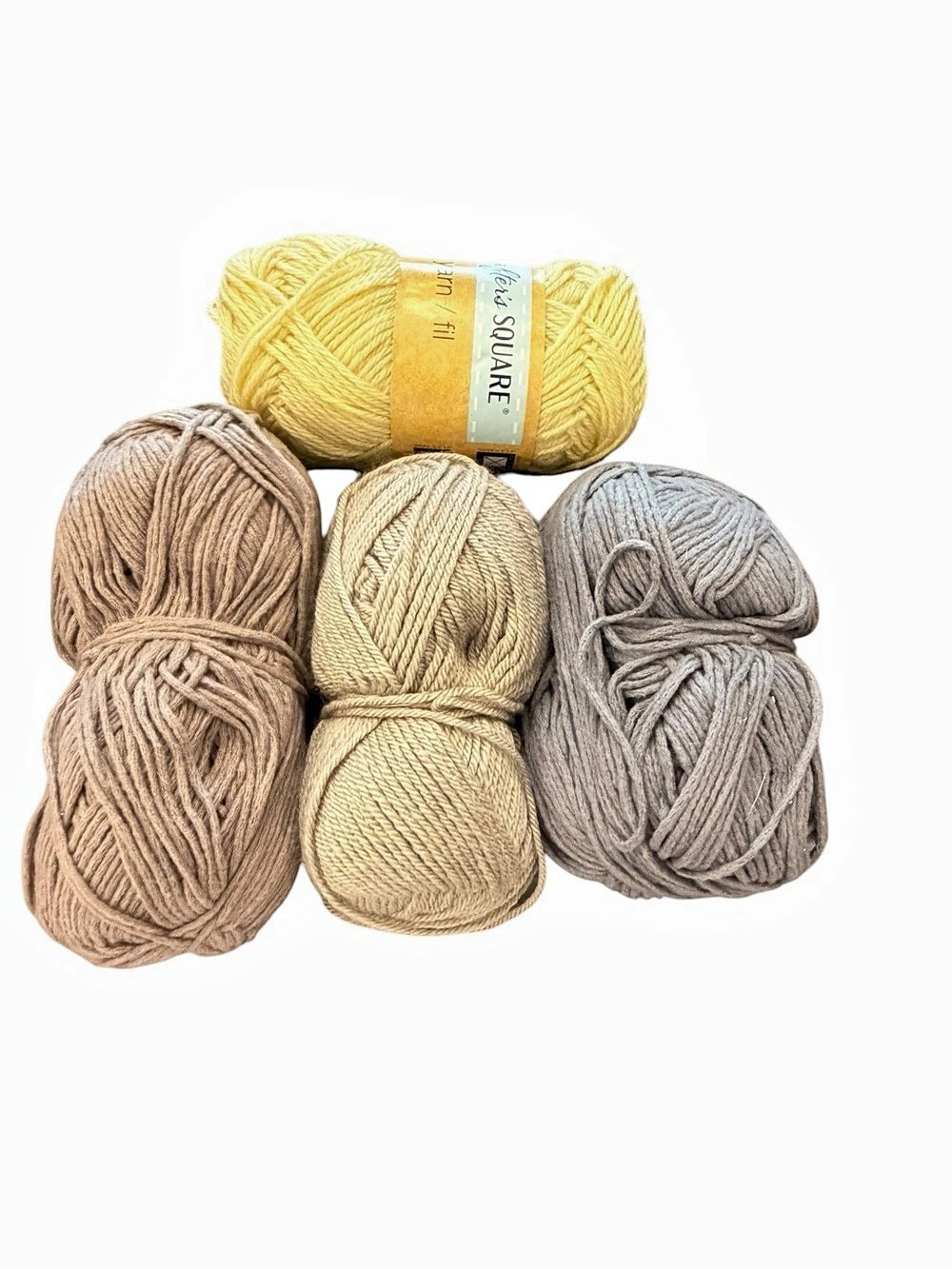 Mixed Lot Of 4 Yarn Skeins New Used Neutral Tones Crochet Knit Polyester Acrylic